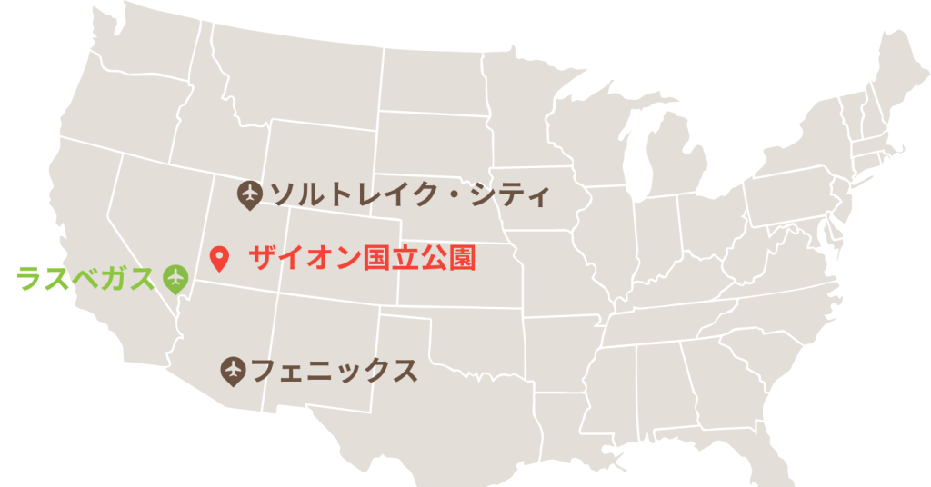 ザイオン国立公園の地図